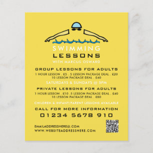 Flyer Ícone de Nadação Rápida, Anúncio de Lição de Nadaç