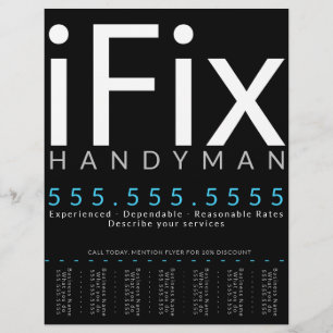Flyer iFix. Negócio do reparo do trabalhador manual