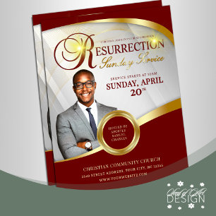 Flyer Igreja do Serviço Doméstico de Ressurreição Vermel