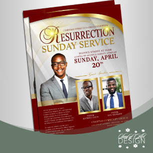 Flyer Igreja do Serviço Doméstico de Ressurreição Vermel