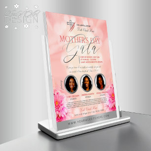 Flyer Igreja Floral e Dia de as mães de Prata Rosa