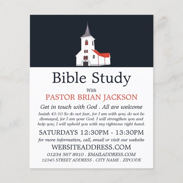 Flyer Igreja Steeple, Bíblia Cristã Advertido (Frente)