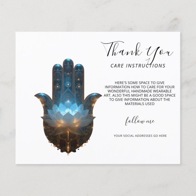 Flyer Iluminação do Lótus | Design da Mão Hamsa (Frente)