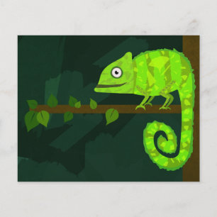 Flyer Ilustração de Camaleão Verde Fofo Réptil Tropical