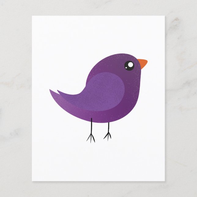 Flyer Ilustração de Passarinho Roxo Fofo (Frente)