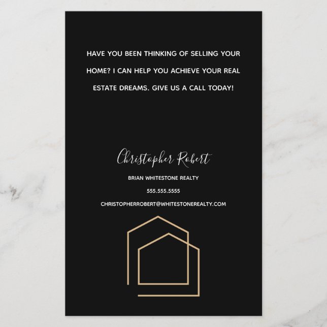 Flyer Imobiliário Negro Clássico (Frente)