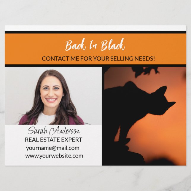 Flyer imóveis de Halloween de volta ao preto vendendo ca (Frente)