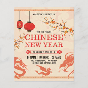 Flyer Insecto chinês do convite de festas do ano novo