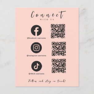 Flyer Instagram Facebook Tiktok Código QR Rosa Esmagado