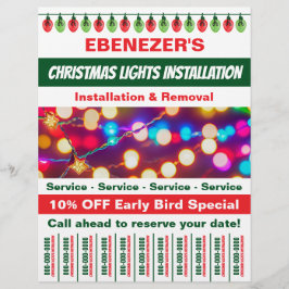 Flyer Instalação Das Luzes De Natal Com Tiras De Rasgos