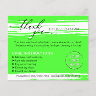 Flyer Instruções de Cuidado Dicas de Lavagem Neon Obriga