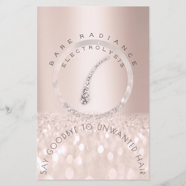 Flyer Instruções de Pós-Cuidado Eletrolise Rosa Glitter (Frente)