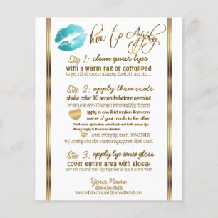 Flyer Instruções para 💋 de Lip com Glitter Teal - Branc
