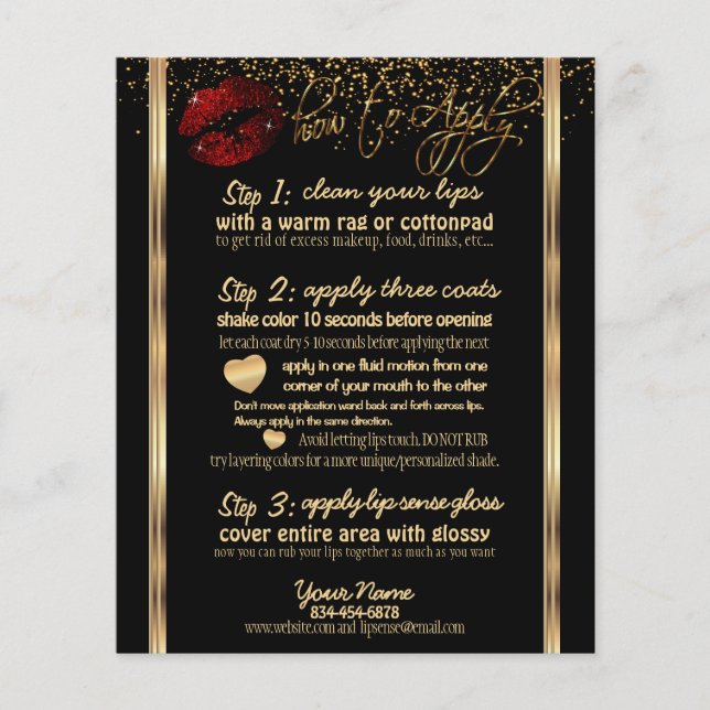 Flyer Instruções para 💋 de Lip Vermelho Cinnamon - Pret (Frente)