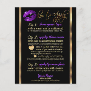 Flyer Instruções para Lip de Glitter Roxo