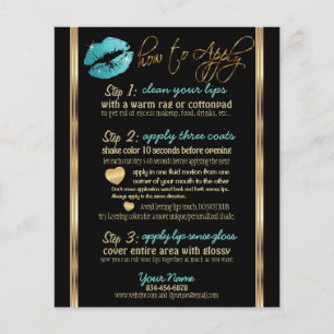 Flyer Instruções para Lip de Glitter Teal