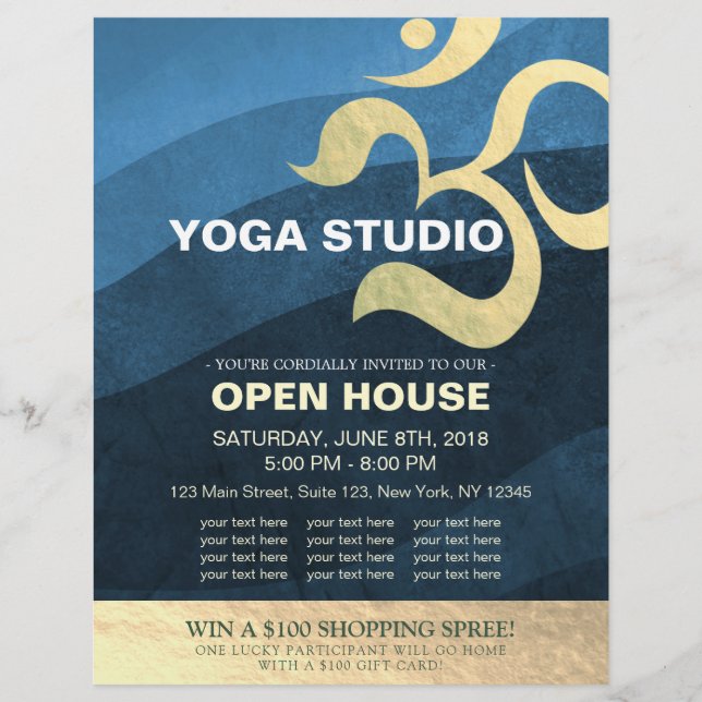 Flyer Instrutor De Meditação Do Yoga Studio Om Open Hous (Frente)
