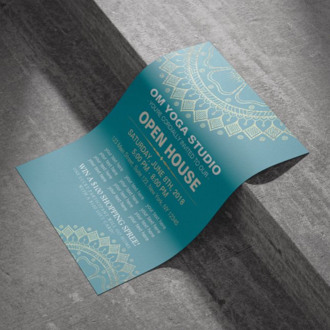 Flyer Instrutor de Meditação Yoga Dourado Mandala Open H (Criador carregado)