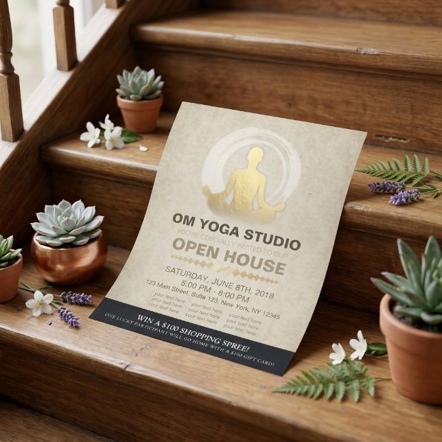 Flyer Instrutor de Pose de YOGA Estúdio Casa Aberta Símb (Criador carregado)