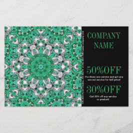 Flyer Instrutor de Yoga New Age Mandala esmeralda