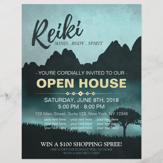 Flyer Instrutor Natural Reiki Master & Yoga Open House (Frente)
