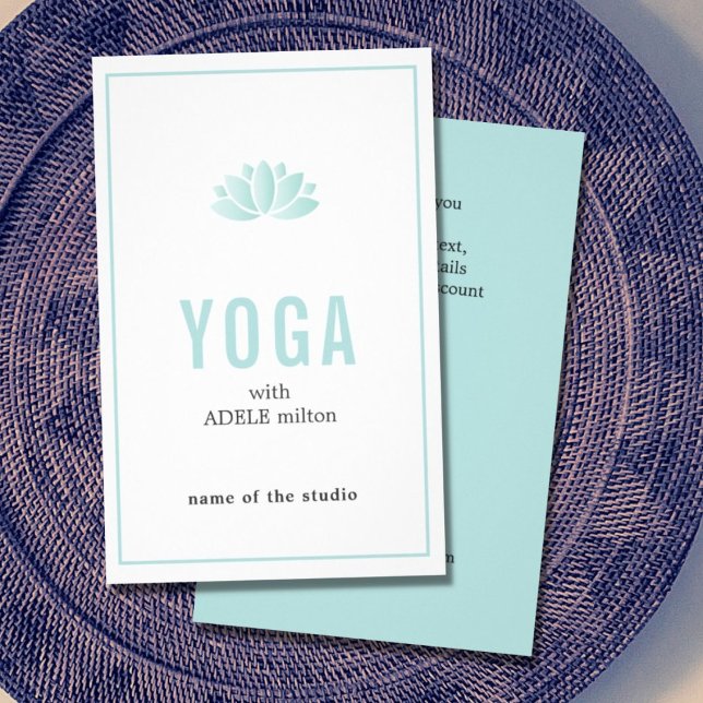 Flyer Instrutor Yoga do Ícone de Lotus Branco Azul mínim (Criador carregado)