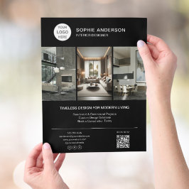 Flyer Interior Designer Logo Photo Black Professional