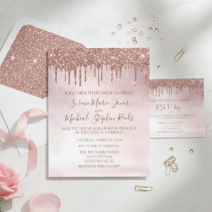 Flyer Invit De Casamento De Caligrafia Dourada Com Glitt