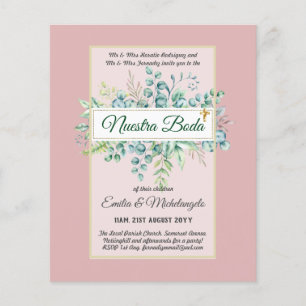 Flyer Invitaciones de Boda, Voo GREENERY Casado Espanhol