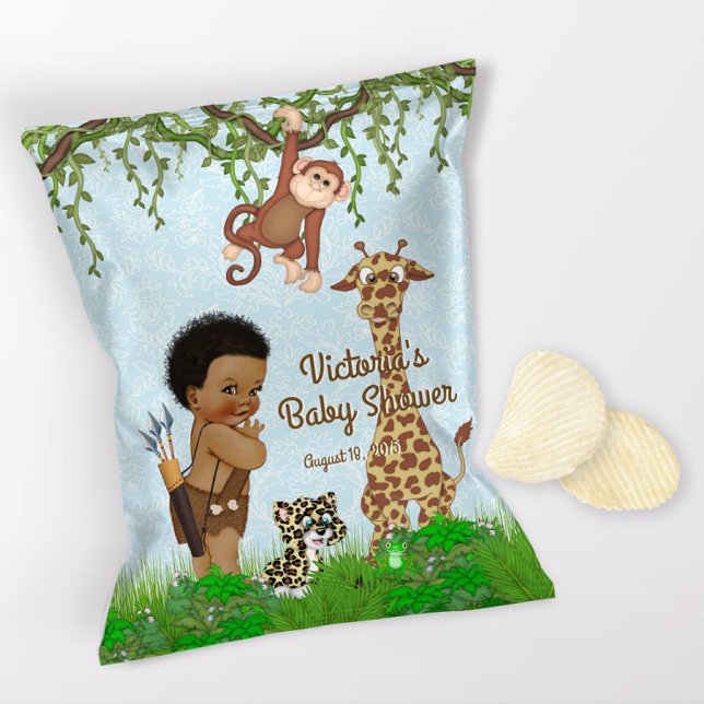 Flyer Invólucro de Saco de Batata Frita para Chá de Bebê (1 ounce snack bag wrapper flyer. )