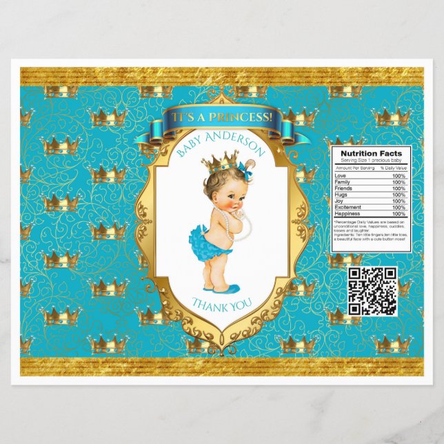 Flyer Invólucros de Saco de Lanche Azul Turquesa e Doura (Frente)