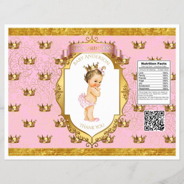 Flyer Invólucros de Sacos de Batatas Fritas Rosa Menina  (Frente)