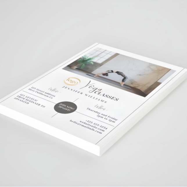 Flyer Ioga Instrutor Classes Personalizar Logotipo Fotog (Criador carregado)