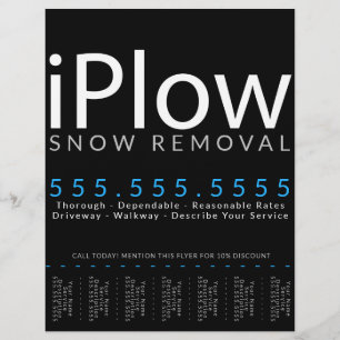 Flyer iPlow. Remoção de neve. Neve que ara o anúncio 