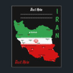 Flyer Iran Map with Flag and Emblem<br><div class="desc">Iran Political Map with capital Tehran,  national borders,  most important cities,  rivers and lakes. The Iranian Flag Colors are superposed on the Map Silhouette. Vector Illustration by BluedarkArt TheChameleonArt</div>