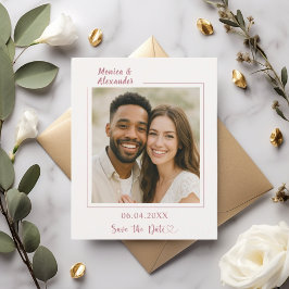 Flyer Ivory rose gold photo wedding Save the Date