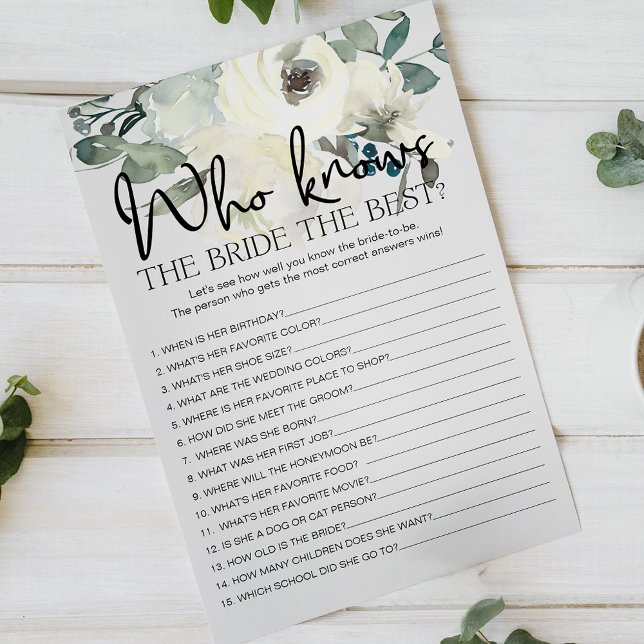 Flyer Ivory White Floral Game Que Conhece A Noiva Melhor (Criador carregado)