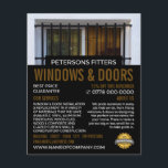 Flyer Janela Barred, Janela & Door Fitter Company<br><div class="desc">Folheto publicitário da empresa Acopladora de janela,  janela e porta com barra na Loja de Cartão de visita.</div>