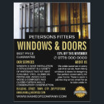 Flyer Janelas e Bares, Janela & Porta Fitter Company<br><div class="desc">Folheto de propaganda da empresa Windows & Bar,  Window & Door Fitter pela Loja Cartão de visita.</div>
