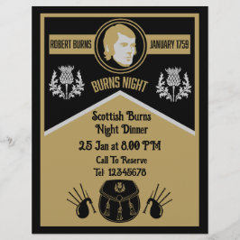 Flyer Janto Noturno de Burns Escocês Convite