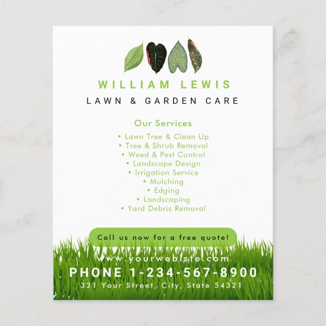 Flyer Jarden Lawn Care Landscaping deixa logotipo comerc (Frente)