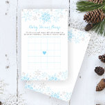 Flyer Jogo Bingo Chá de fraldas Pequeno Floco de Neve<br><div class="desc">Este design apresenta um delicado design com flocos de neve em azul e prata. A coleção de produtos de coordenação está disponível no nosso compro, zazzle.com/doodlelulu*. Entre em contato conosco se precisar deste design aplicado a um produto específico para criar seu próprio item de correspondência exclusivo! Muito obrigado por ver...</div>