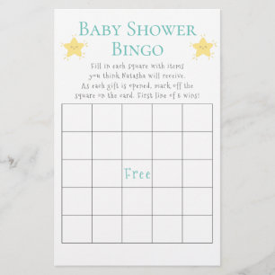 Flyer Jogo Bingo de Chá de fraldas de Pequena Estrela