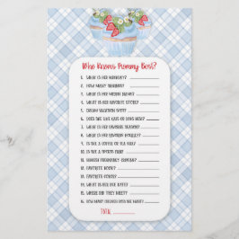 Flyer Jogo Cupcake de Morango Azul Bebê para Chá