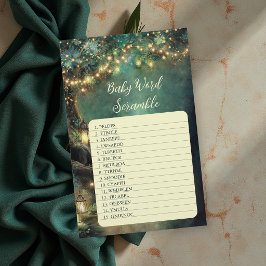 Flyer Jogo de Bebê Caos de Palavras Chá de Bebê Floresta