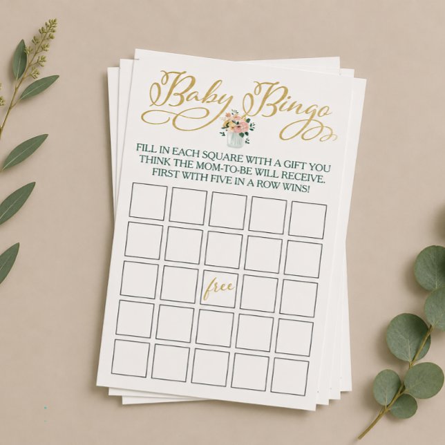 Flyer Jogo de Bingo Bebê Flor Silvestre (Wildflower Baby Shower Bingo)