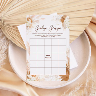 Flyer Jogo de BINGO de Chá de Bebê com Grama das Pampas