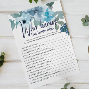 Flyer Jogo de Casamento Rosas Azuis Pastel Quem Conhece
