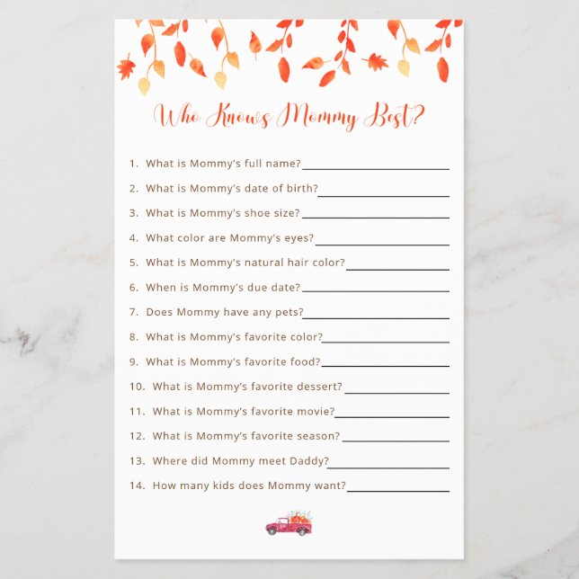 Flyer Jogo de Chá de Bebê Little Pumpkin Quem Conhece Me (Frente)