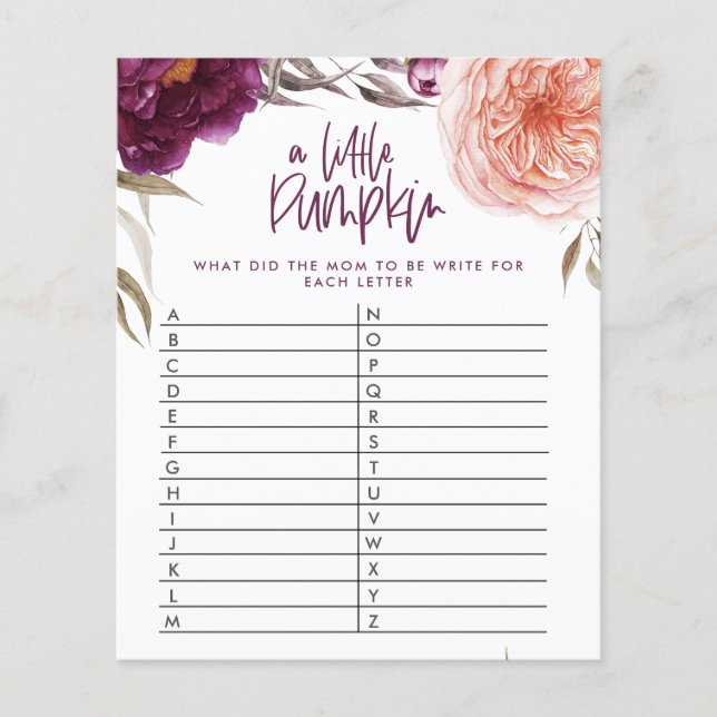 Flyer Jogo de chá floral de abóbora adivinha (Frente)